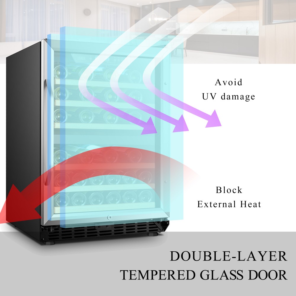 LANBO Dual Zone Wine Refrigerator, 46 Bottle Builtin Compressor Wine